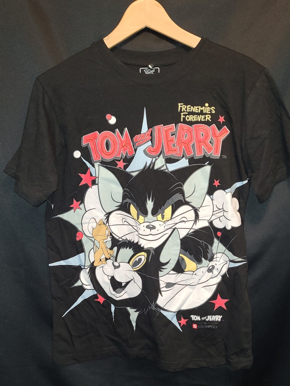 Tom and Jerry X SOUTHPOLE Black Graphic Tee - Frenemies Forever